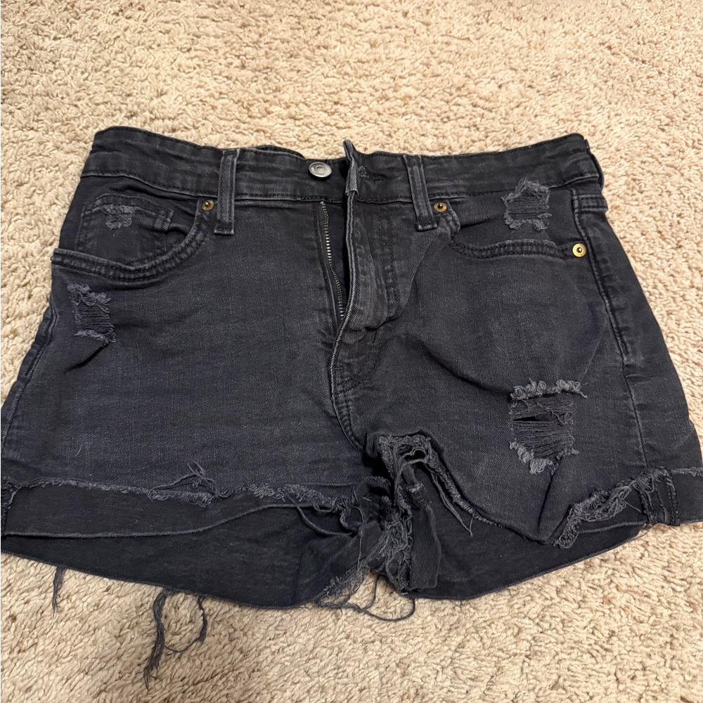 H&M Charcoal Distressed Jean Shorts